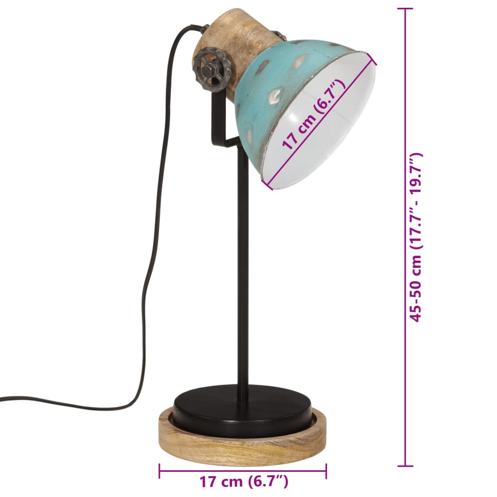 Bureaulamp 25 W E27 17x17x50 cm verweerd blauw