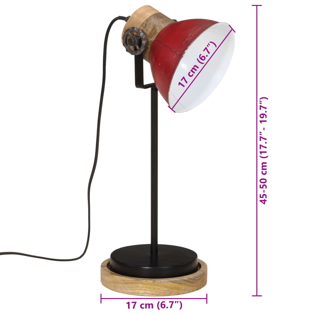 Bureaulamp 25 W E27 17x17x50 cm verweerd rood