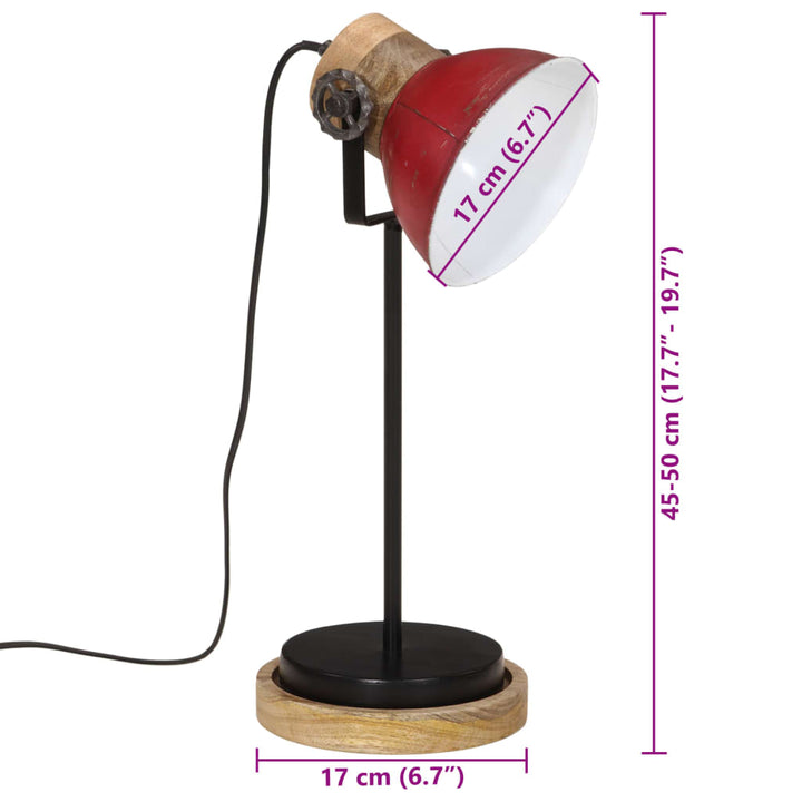 Bureaulamp 25 W E27 17x17x50 cm verweerd rood