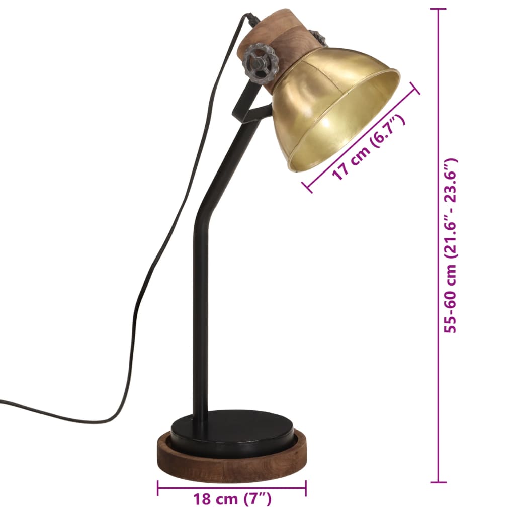 Bureaulamp 25 W E27 18x18x60 cm antiek messingkleurig