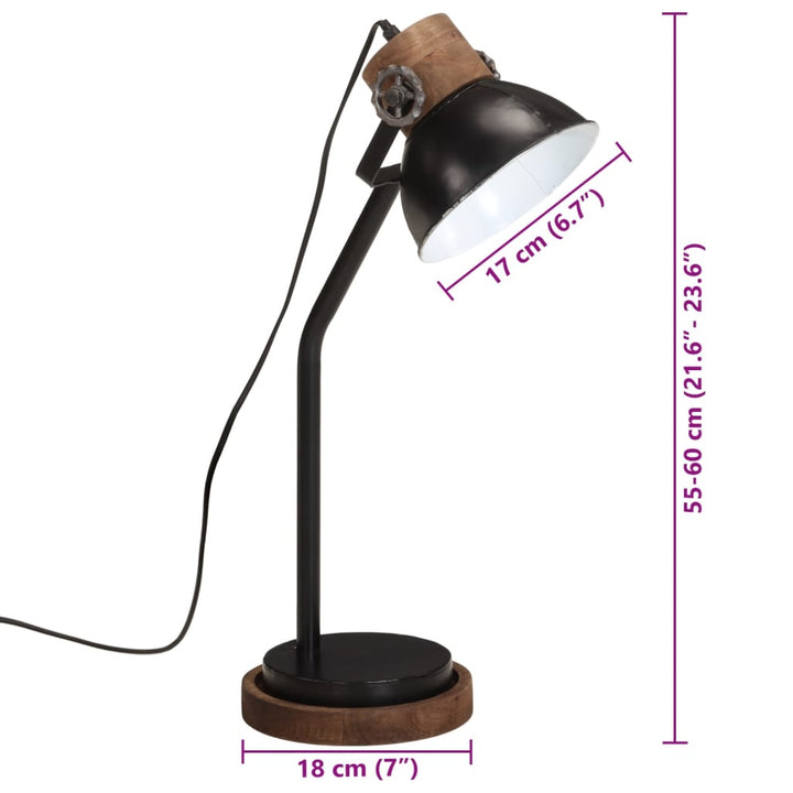 Bureaulamp 25 W E27 18x18x60 cm zwart