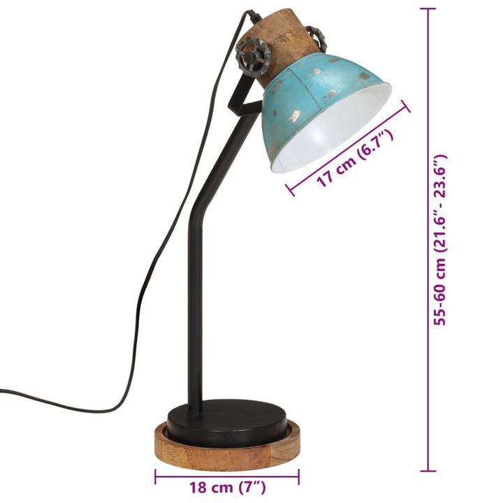 Bureaulamp 25 W E27 18x18x60 cm verweerd blauw