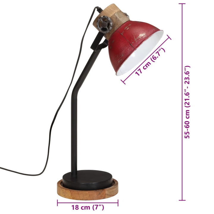 Bureaulamp 25 W E27 18x18x60 cm verweerd rood