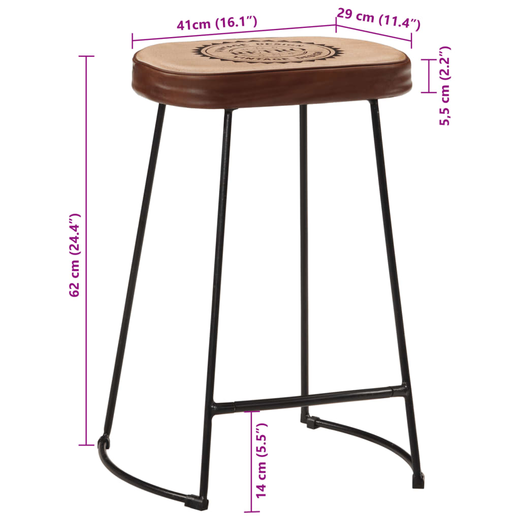 Barkrukken 2 st 41x29x62 cm donkerbruin