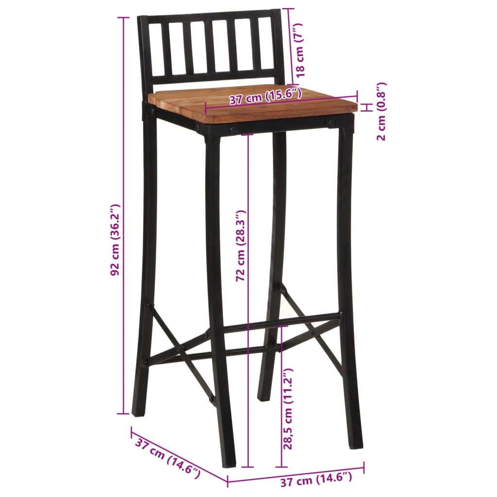 Barstoelen 4 st massief acaciahout