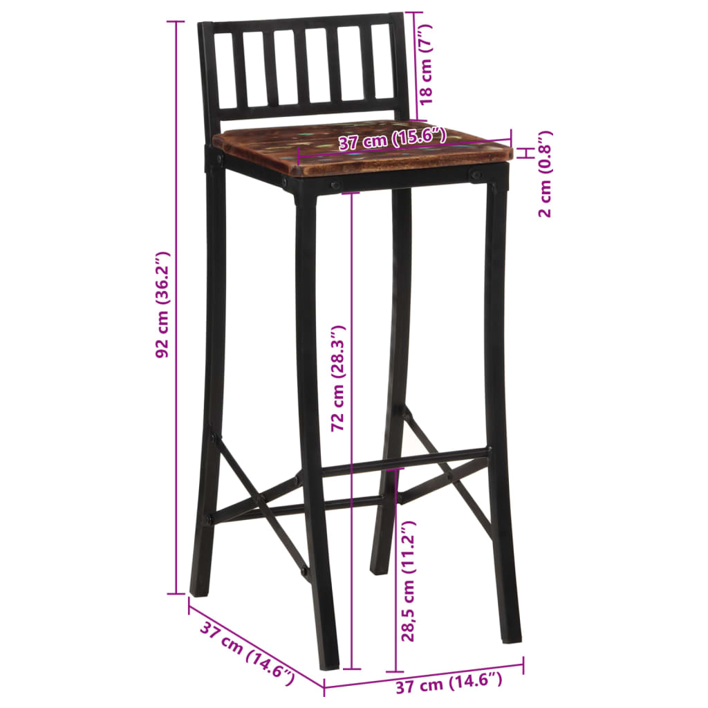 Barstoelen 4 st massief gerecycled hout