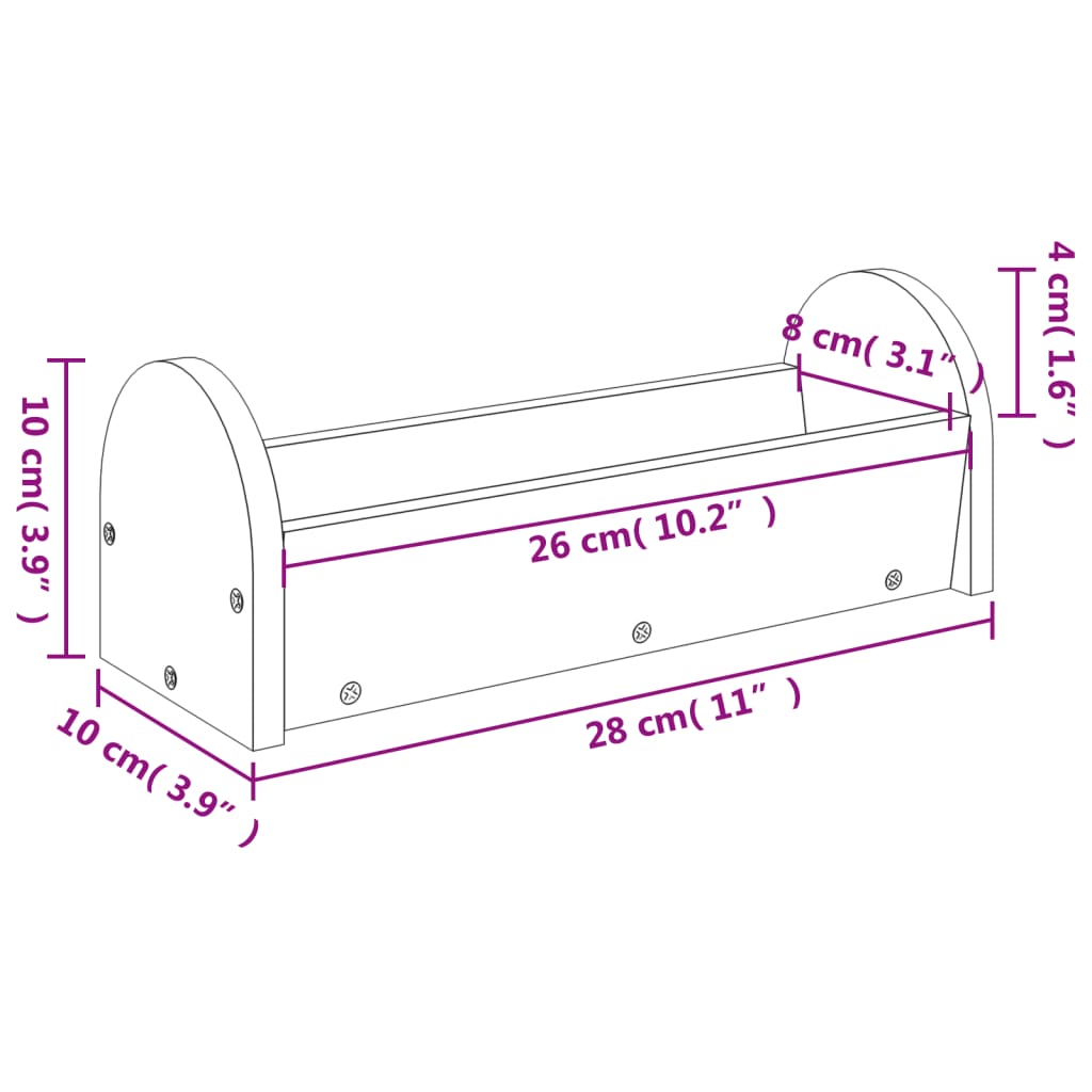 Hooiruif voor konijnen 28x10x10 cm massief vurenhout