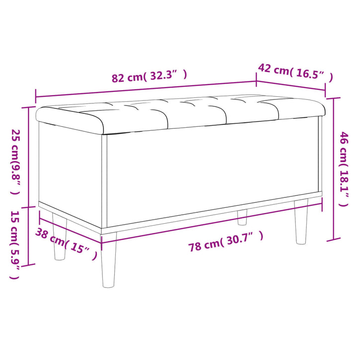 Opbergbankje 82x42x46 cm bewerkt hout grijs sonoma eikenkleurig