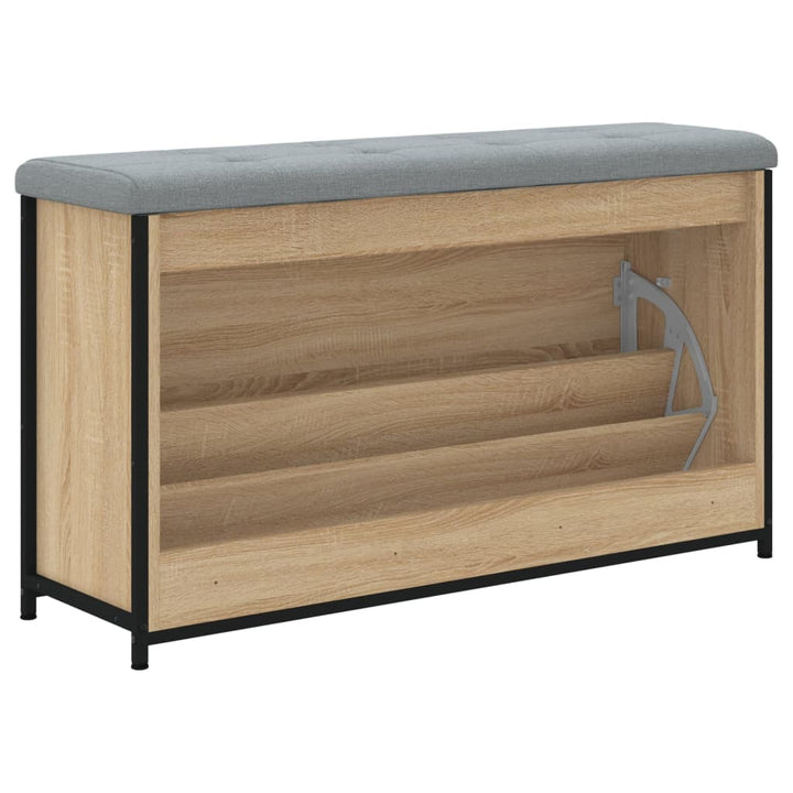 Schoenenbankje met klaplade 102x32x56 cm sonoma eikenkleurig