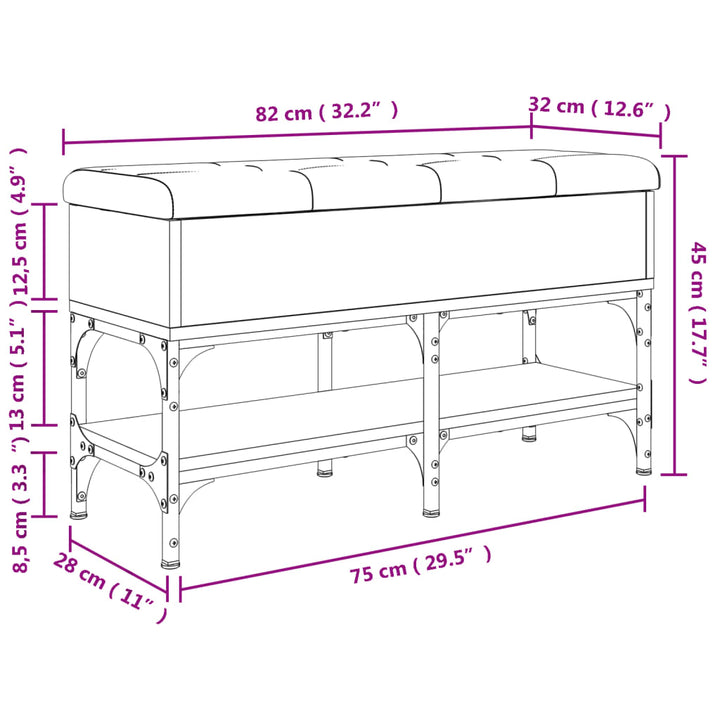 Schoenenbank 82x32x45 cm bewerkt hout grijs sonoma