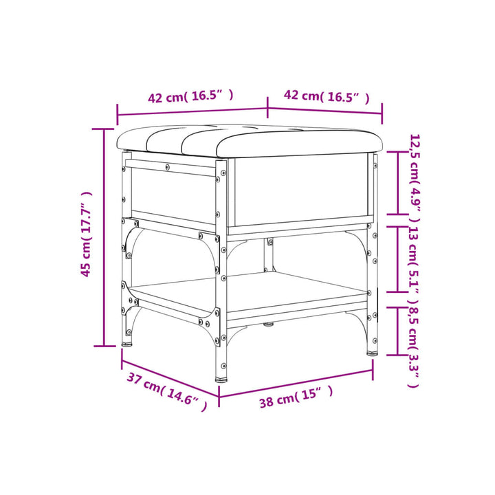 Schoenenbank 42x42x45 cm bewerkt hout zwart