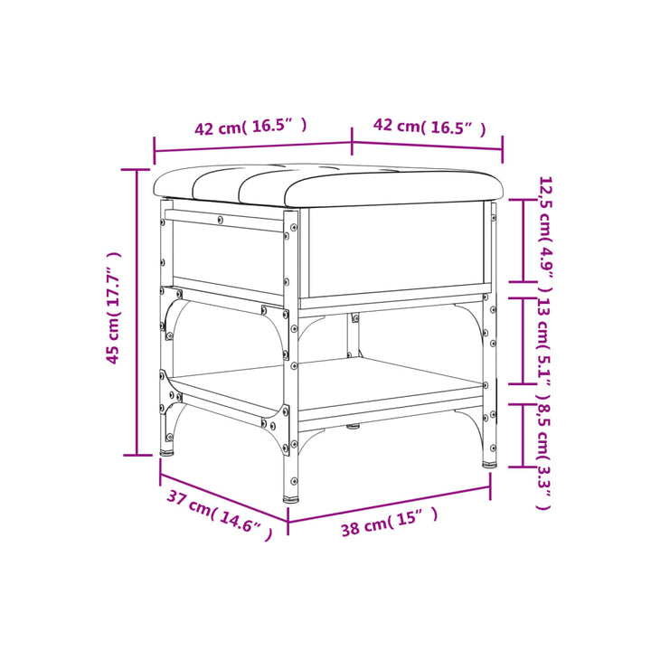 Schoenenbank 42x42x45 cm bewerkt hout sonoma eikenkleurig