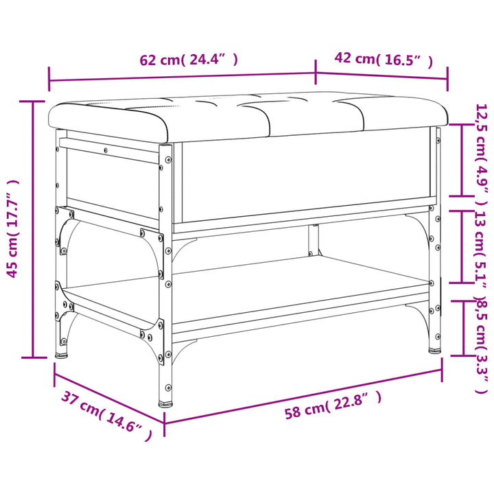 Schoenenbank 62x42x45 cm bewerkt hout zwart