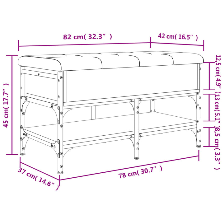 Schoenenbank 82x42x45 cm bewerkt hout sonoma eikenkleurig