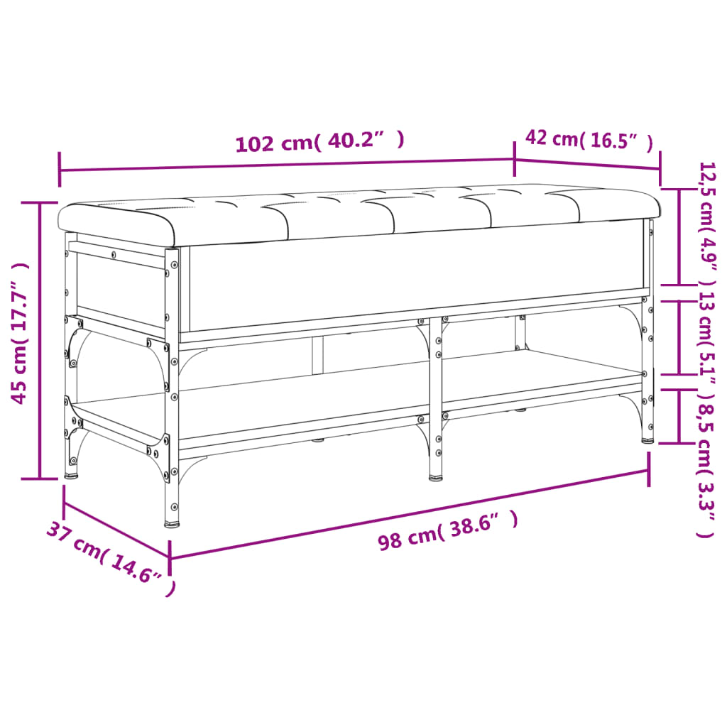 Schoenenbank 102x42x45 cm bewerkt hout zwart