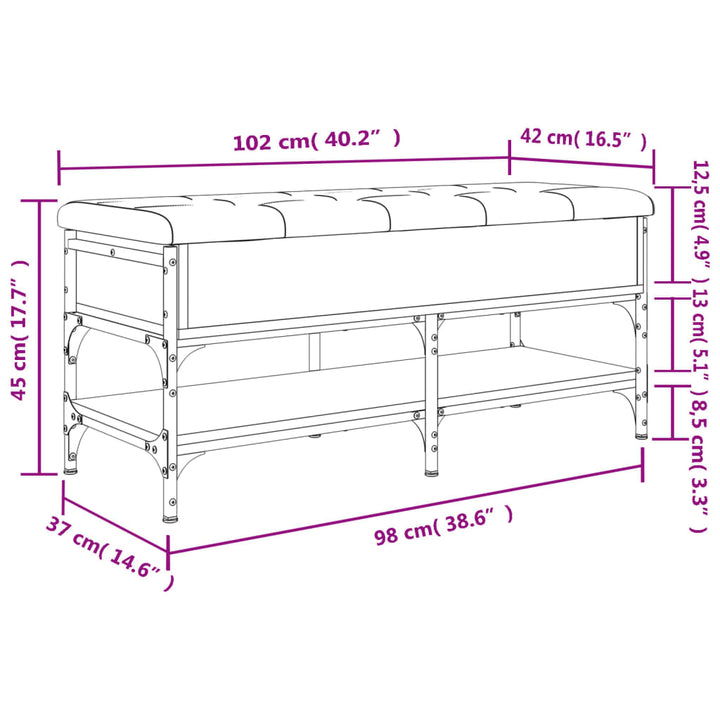 Schoenenbank 102x42x45 cm bewerkt hout sonoma eikenkleurig