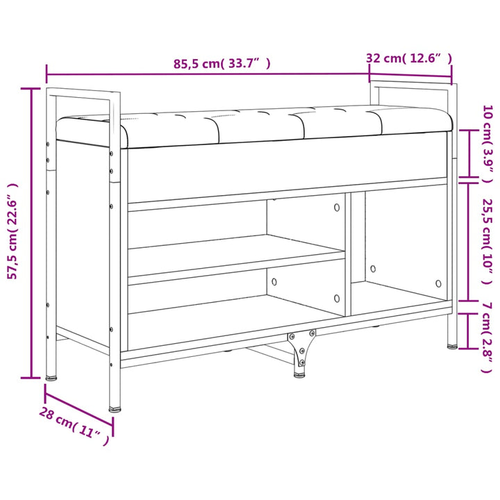 Schoenenbank 85,5x32x57,5 cm bewerkt hout bruin eikenkleur