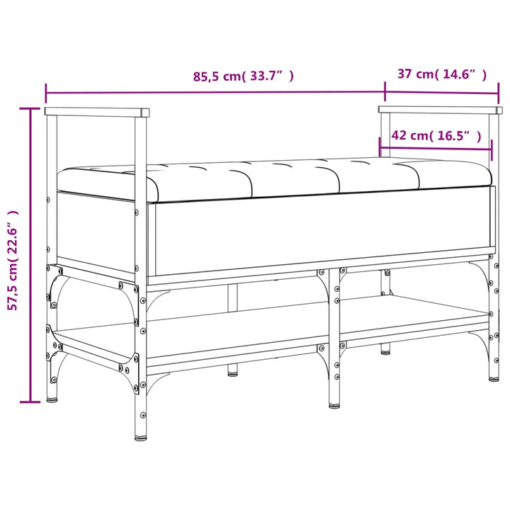 Schoenenbank 85,5x42x57,5 cm bewerkt hout zwart