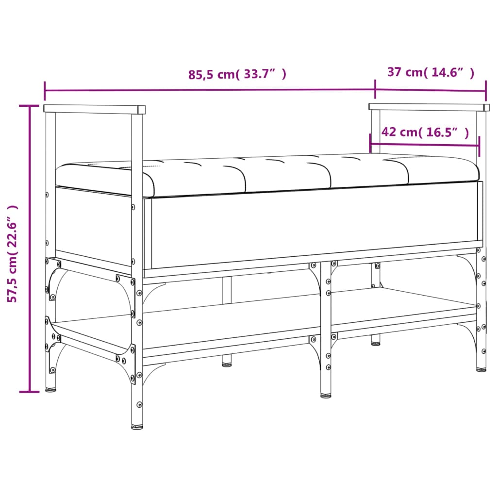 Schoenenbank 85,5x42x57,5 cm bewerkt hout grijs sonoma