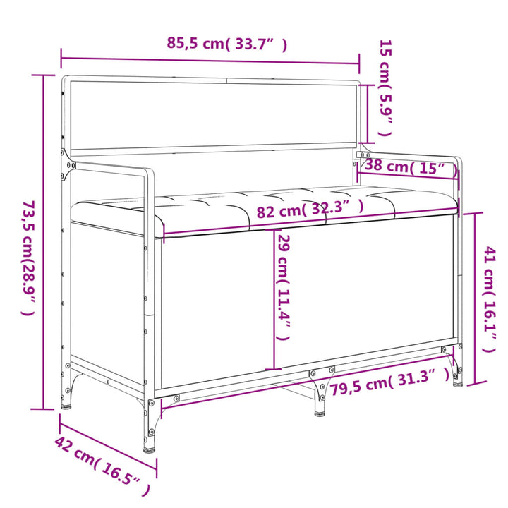 Opbergbankje 85,5x42x73,5 cm bewerkt hout bruin eikenkleur