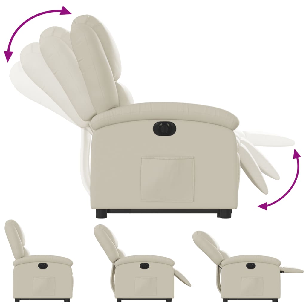 Sta-op-stoel elektrisch kunstleer crèmekleurig