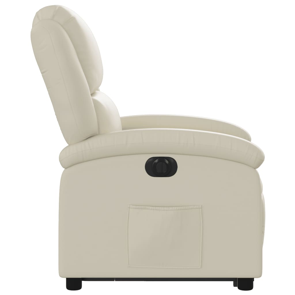 Sta-op-stoel elektrisch kunstleer crèmekleurig