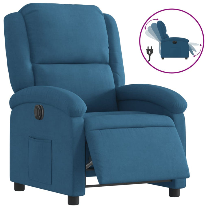 Fauteuil elektrisch verstelbaar fluweel blauw