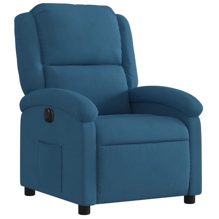 Fauteuil elektrisch verstelbaar fluweel blauw