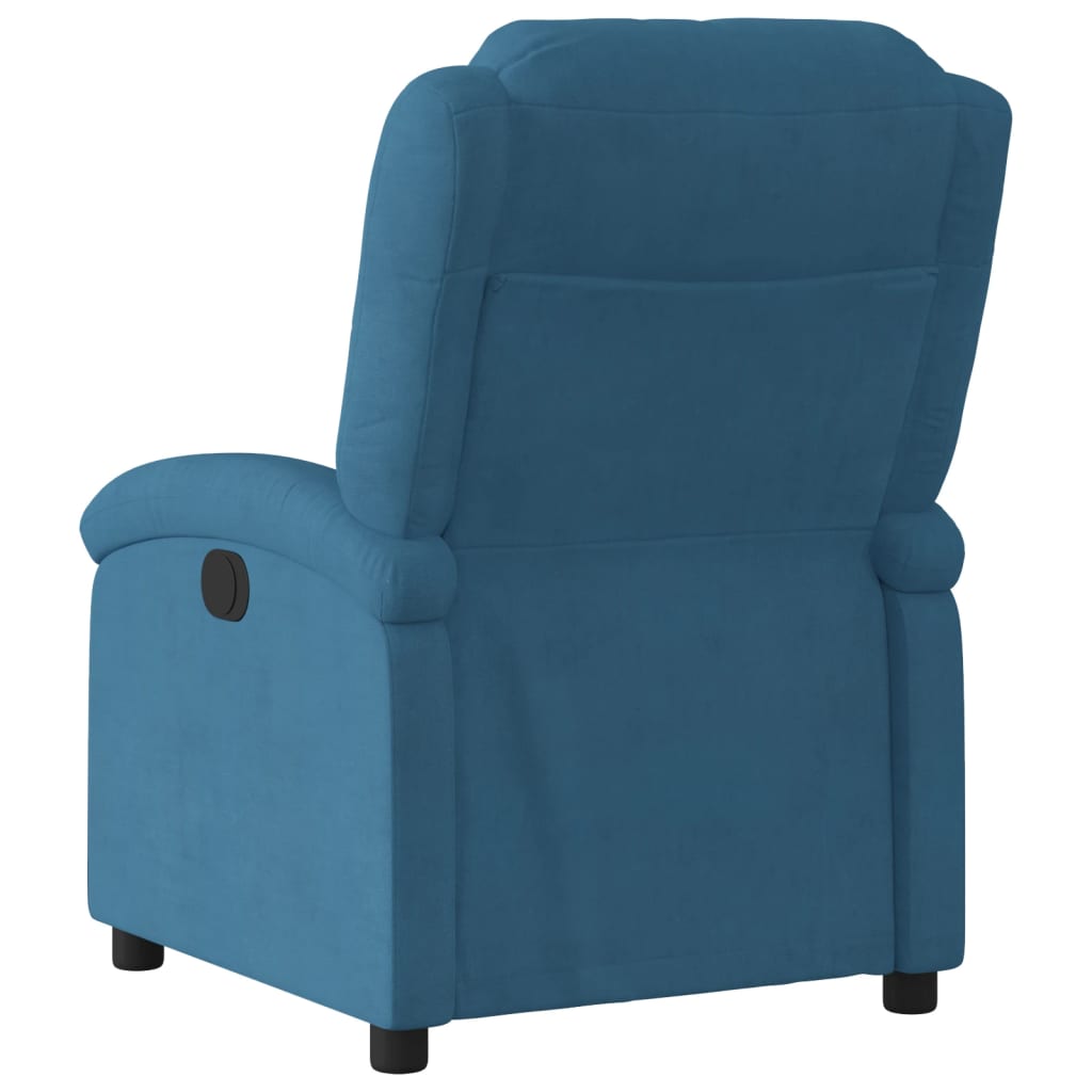 Fauteuil elektrisch verstelbaar fluweel blauw