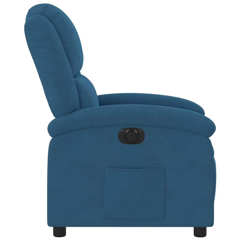 Fauteuil elektrisch verstelbaar fluweel blauw