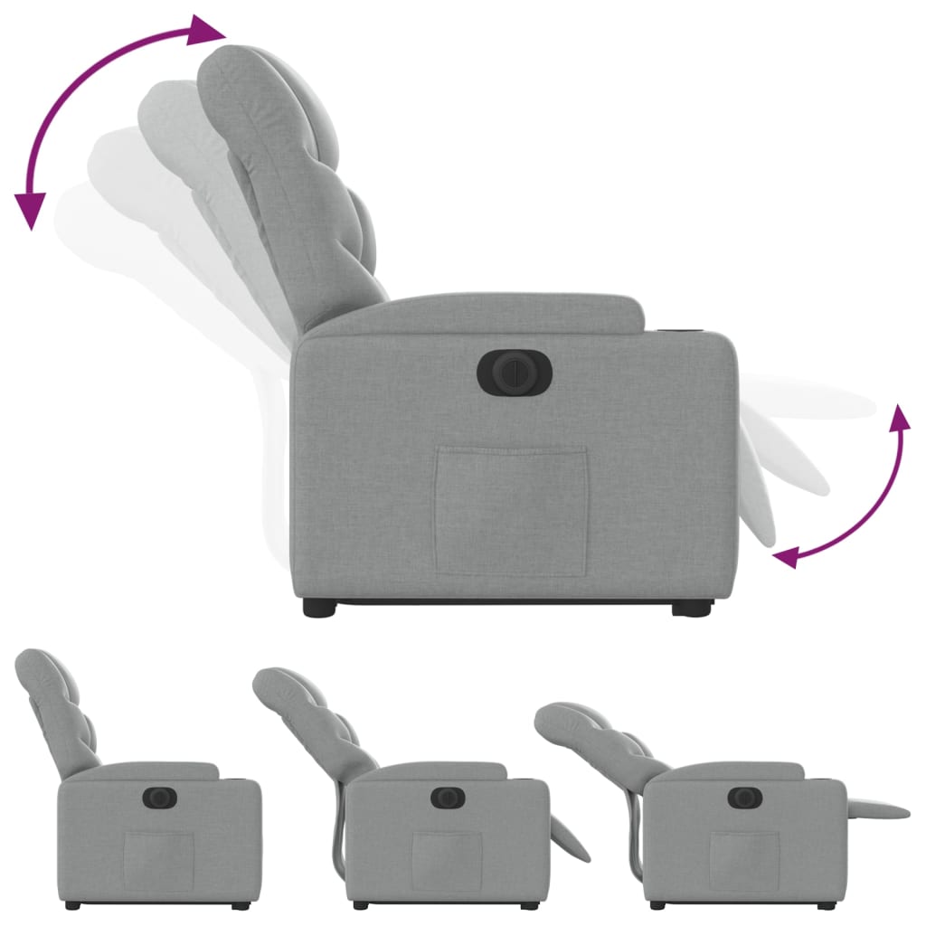 Sta-op-stoel elektrisch verstelbaar stof lichtgrijs