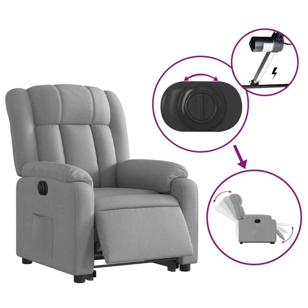 Sta-op-stoel elektrisch verstelbaar stof lichtgrijs