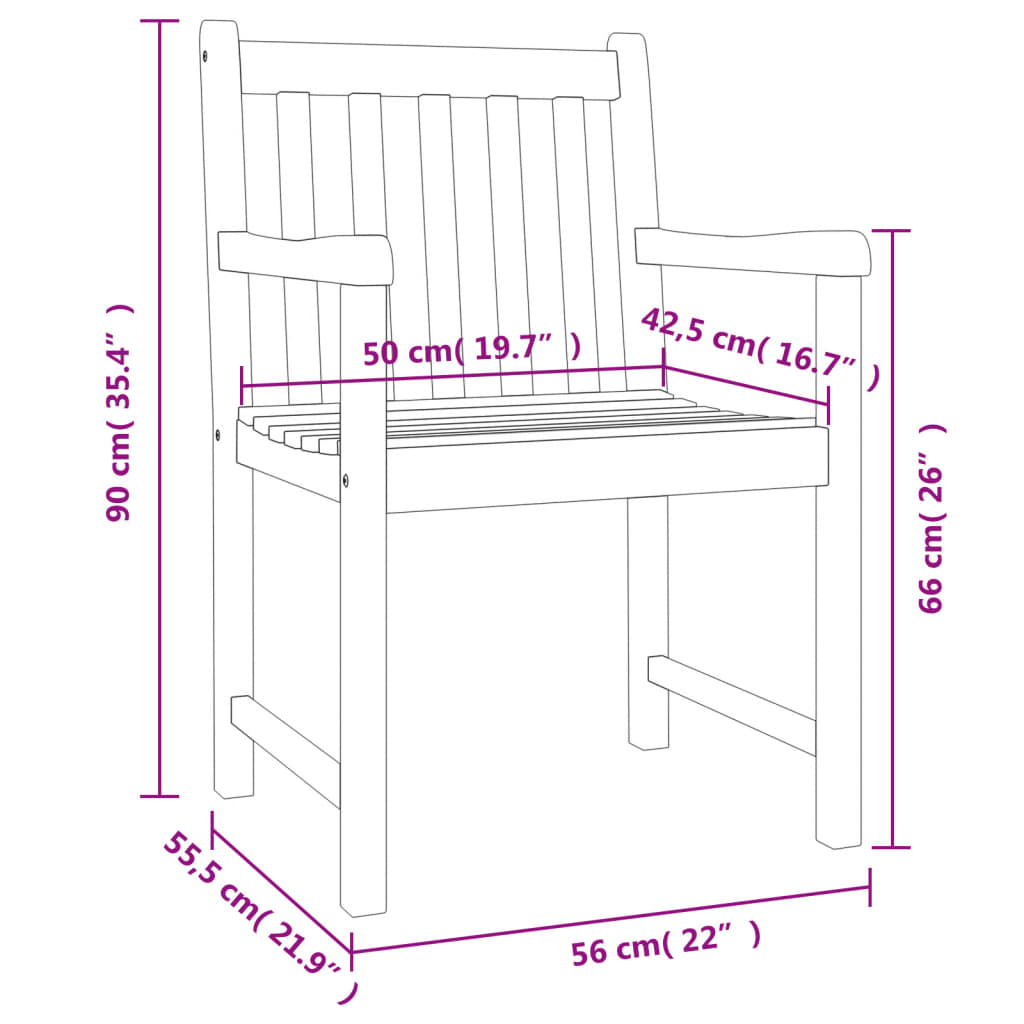 3-delige Tuinset massief acaciahout