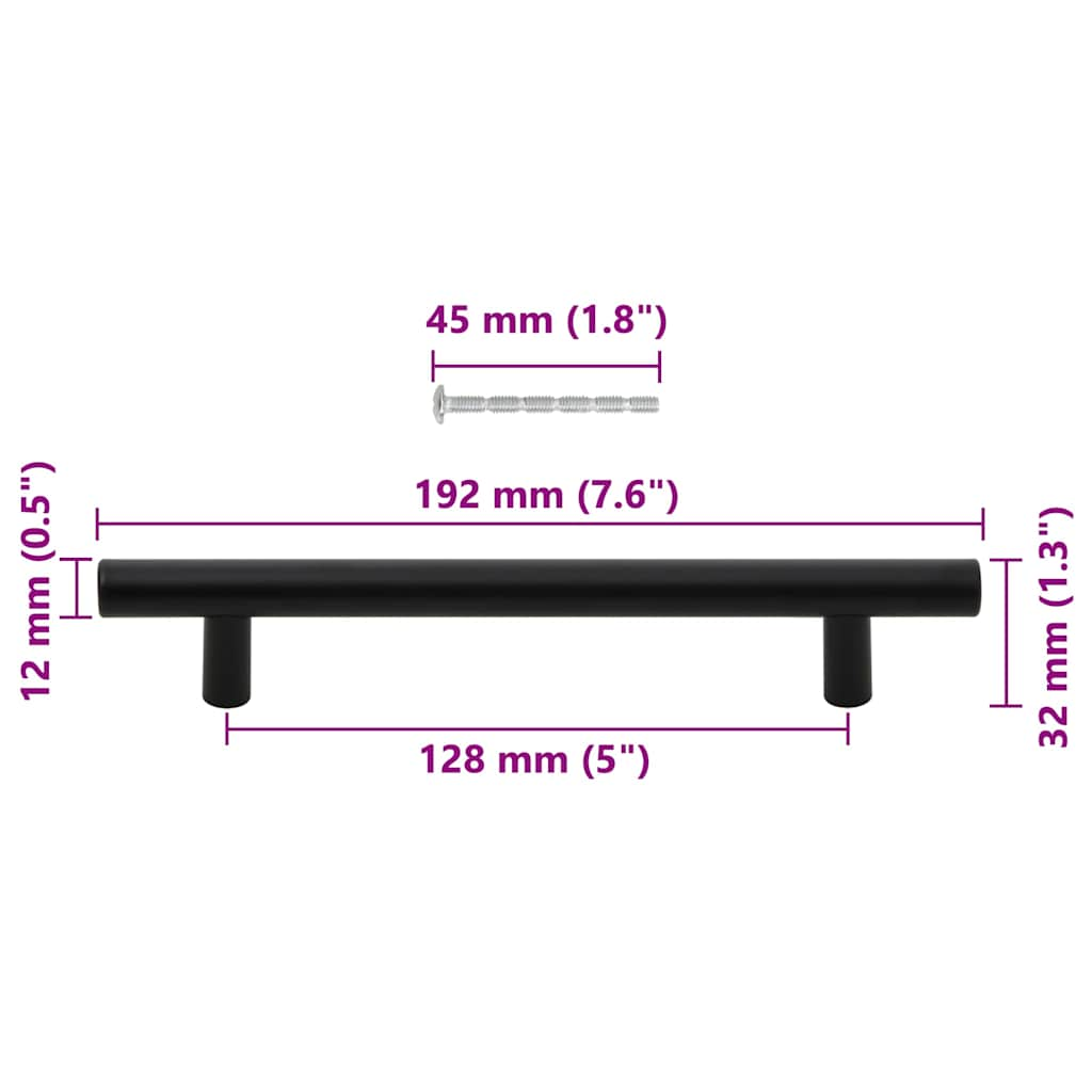 Handvatten 10 st 128 mm roestvrij staal zwart