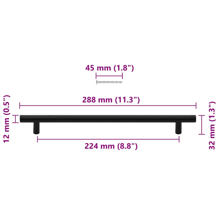 Handvatten 5 st 224 mm roestvrij staal zwart