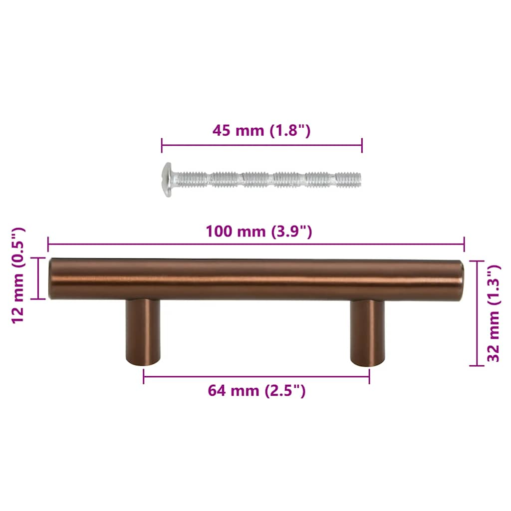 Handvatten 10 st 64 mm roestvrij staal bronskleurig