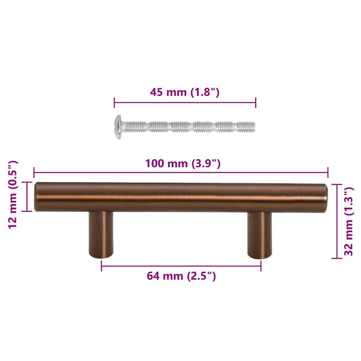 Handvatten 10 st 64 mm roestvrij staal bronskleurig