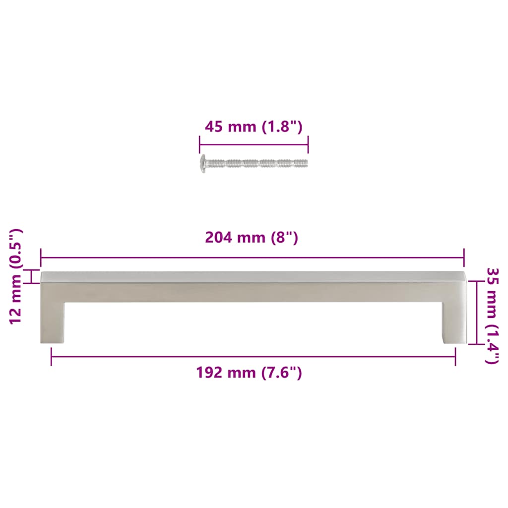 Handvatten 5 st 192 mm roestvrij staal zilverkleurig