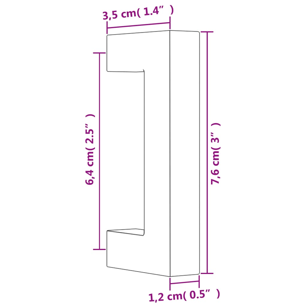 Handvatten 10 st 64 mm roestvrij staal zwart