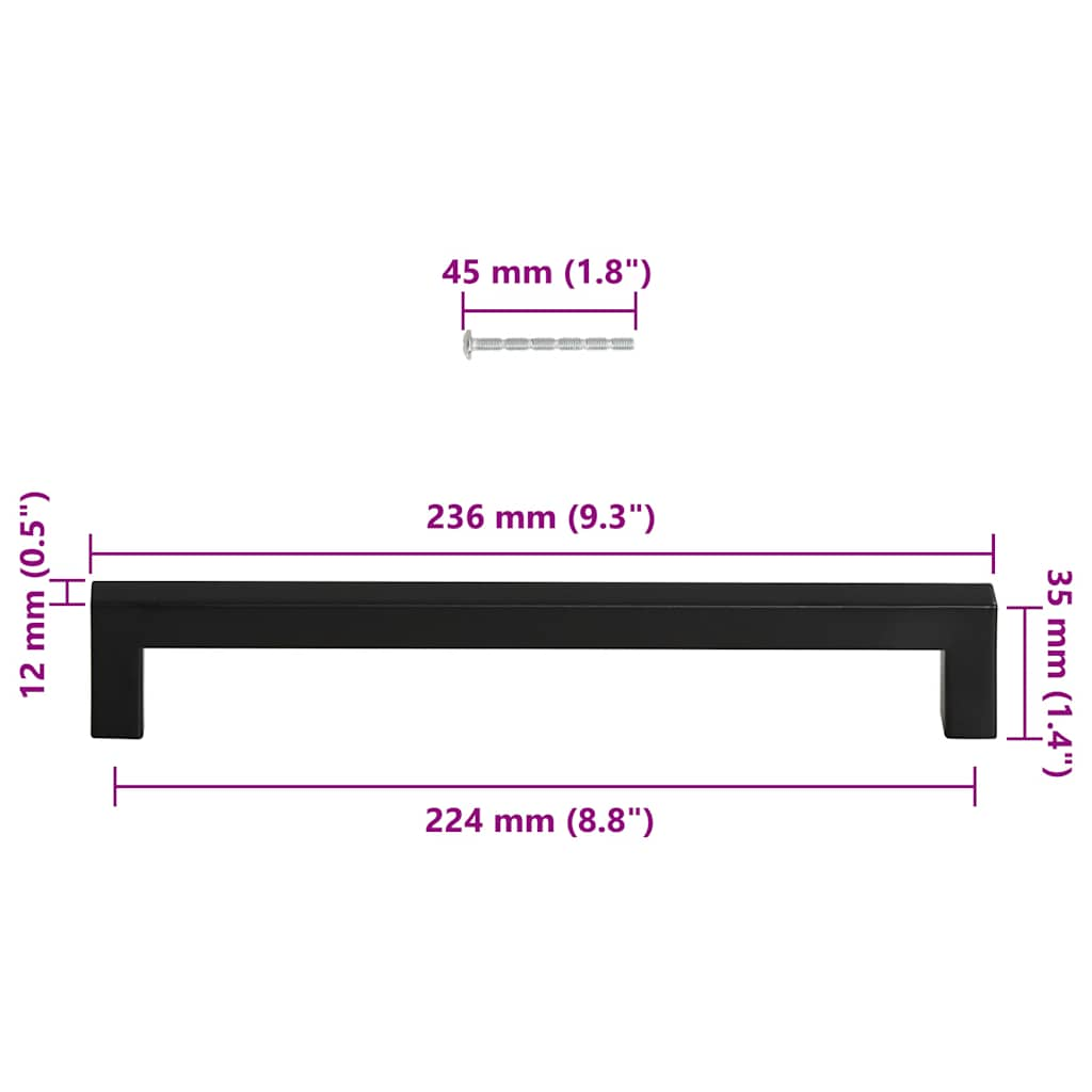 Handvatten 5 st 224 mm roestvrij staal zwart