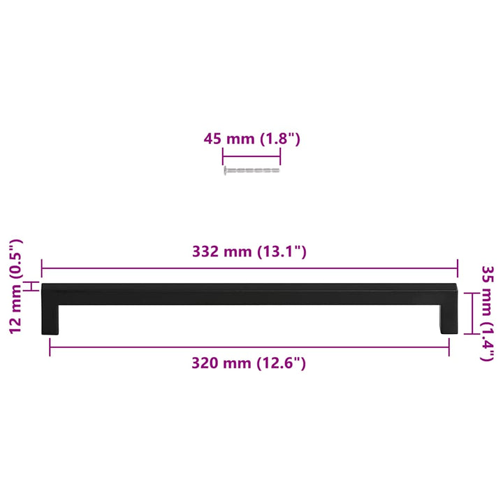 Handvatten 5 st 320 mm roestvrij staal zwart