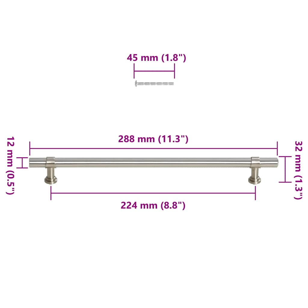 Handvatten 5 st 224 mm roestvrij staal zilverkleurig