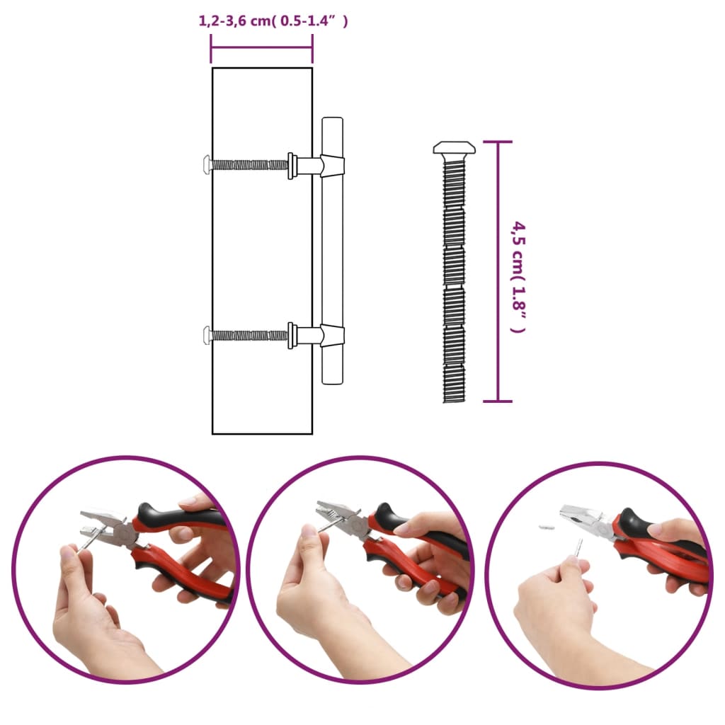 Handvatten 10 st 96 mm roestvrij staal zwart