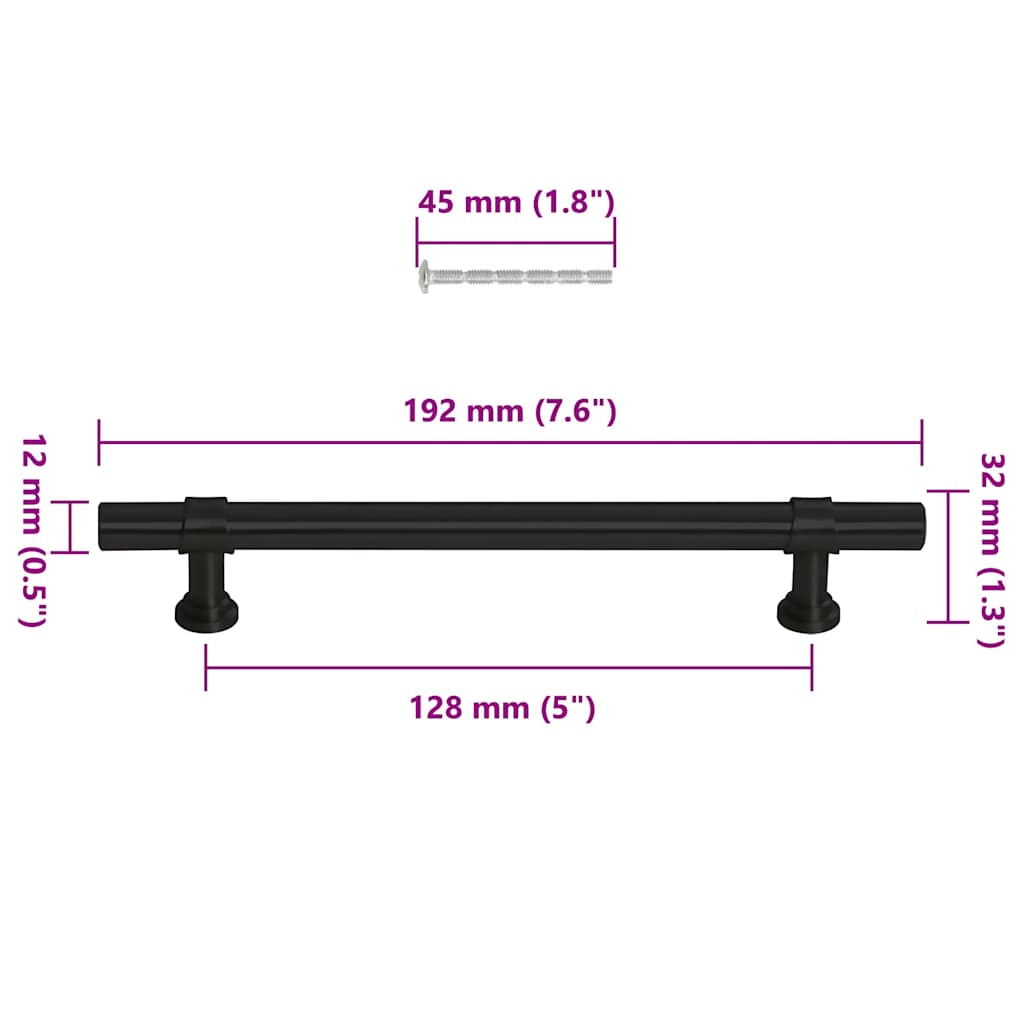 Handvatten 10 st 128 mm roestvrij staal zwart