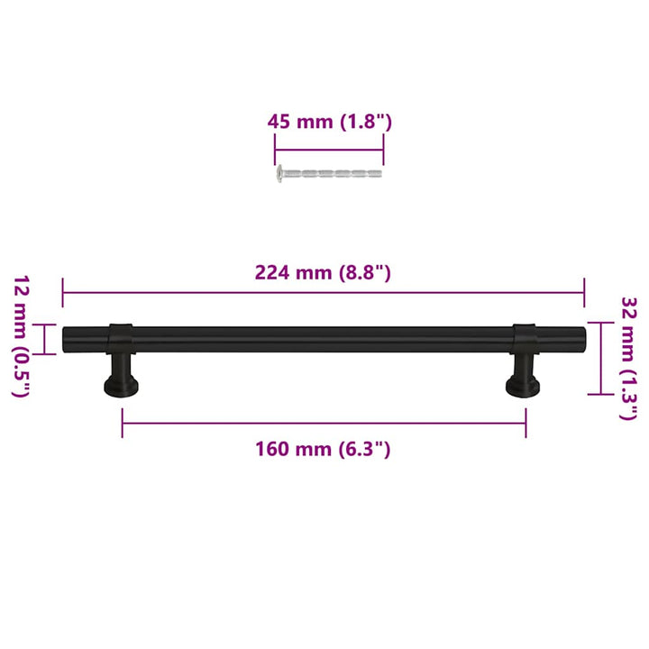 Handvatten 10 st 160 mm roestvrij staal zwart