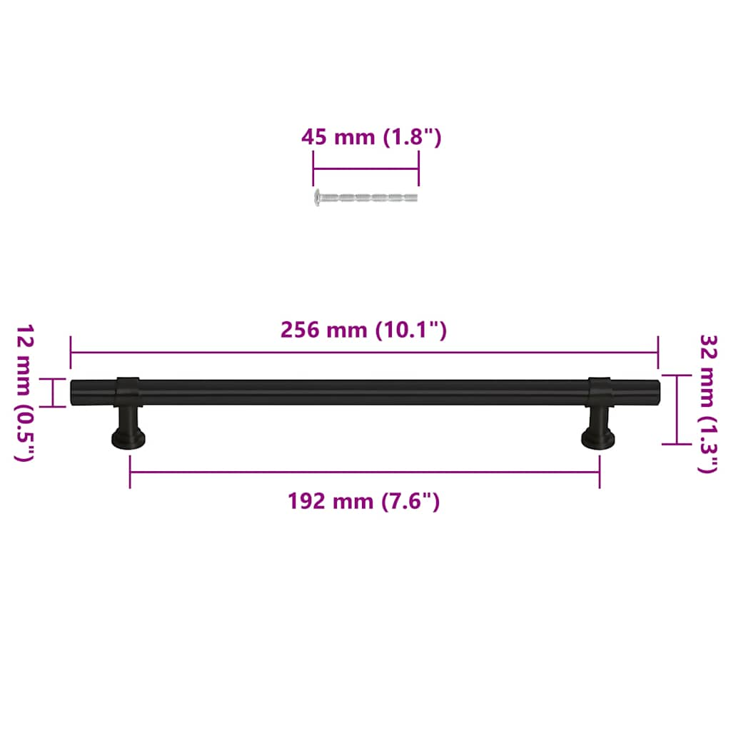 Handvatten 5 st 192 mm roestvrij staal zwart