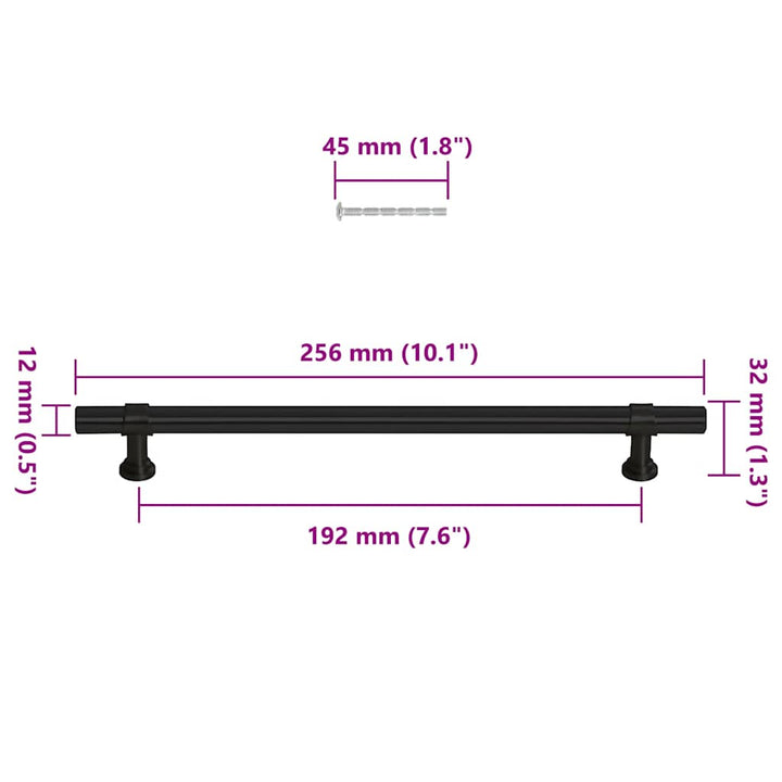 Handvatten 5 st 192 mm roestvrij staal zwart