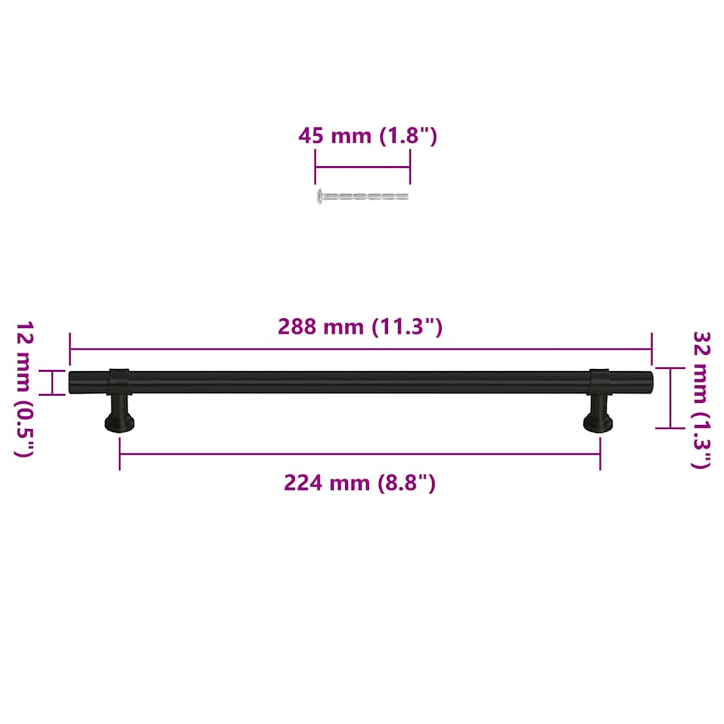 Handvatten 5 st 224 mm roestvrij staal zwart