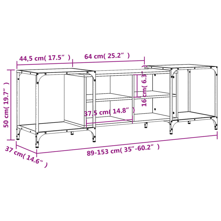 Tv-meubel 153x37x50 cm bewerkt hout zwart