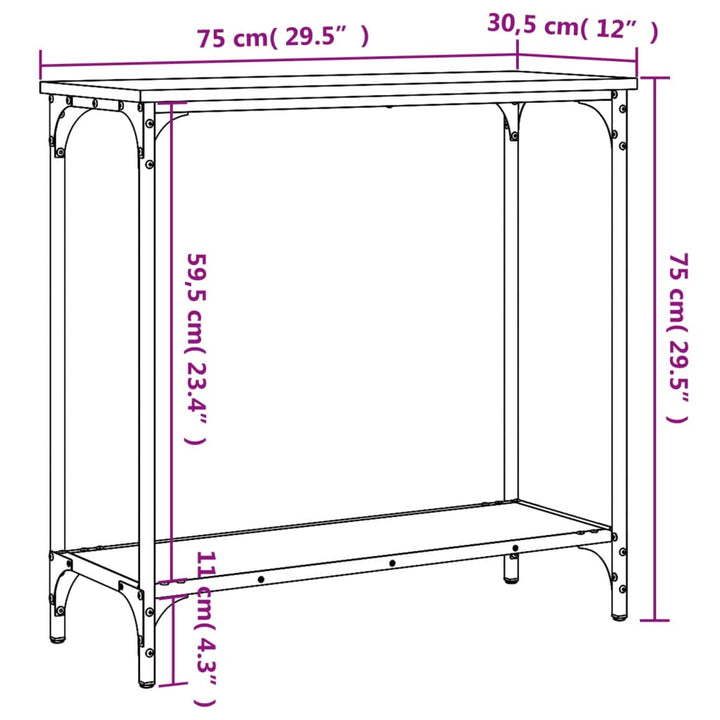 Wandtafel 75x30,5x75 cm bewerkt hout zwart